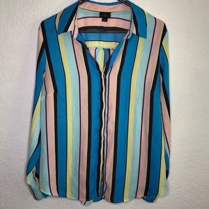 Stripped multicolored woman's long sleeve blouse